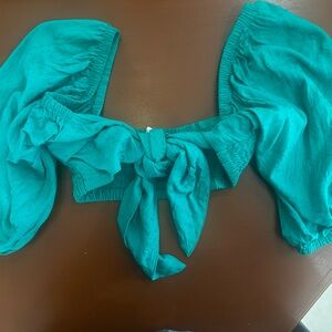 Billabong tie teal blouse